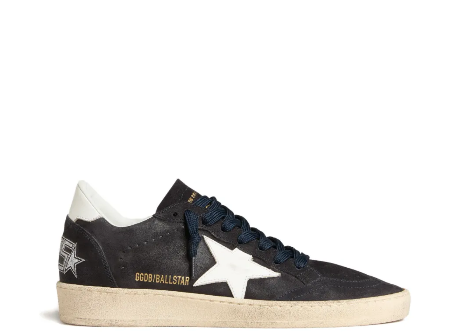 Golden Goose Ball Star Dark Blue Suede White Leather Star Dark Blue Heel Tab (W)