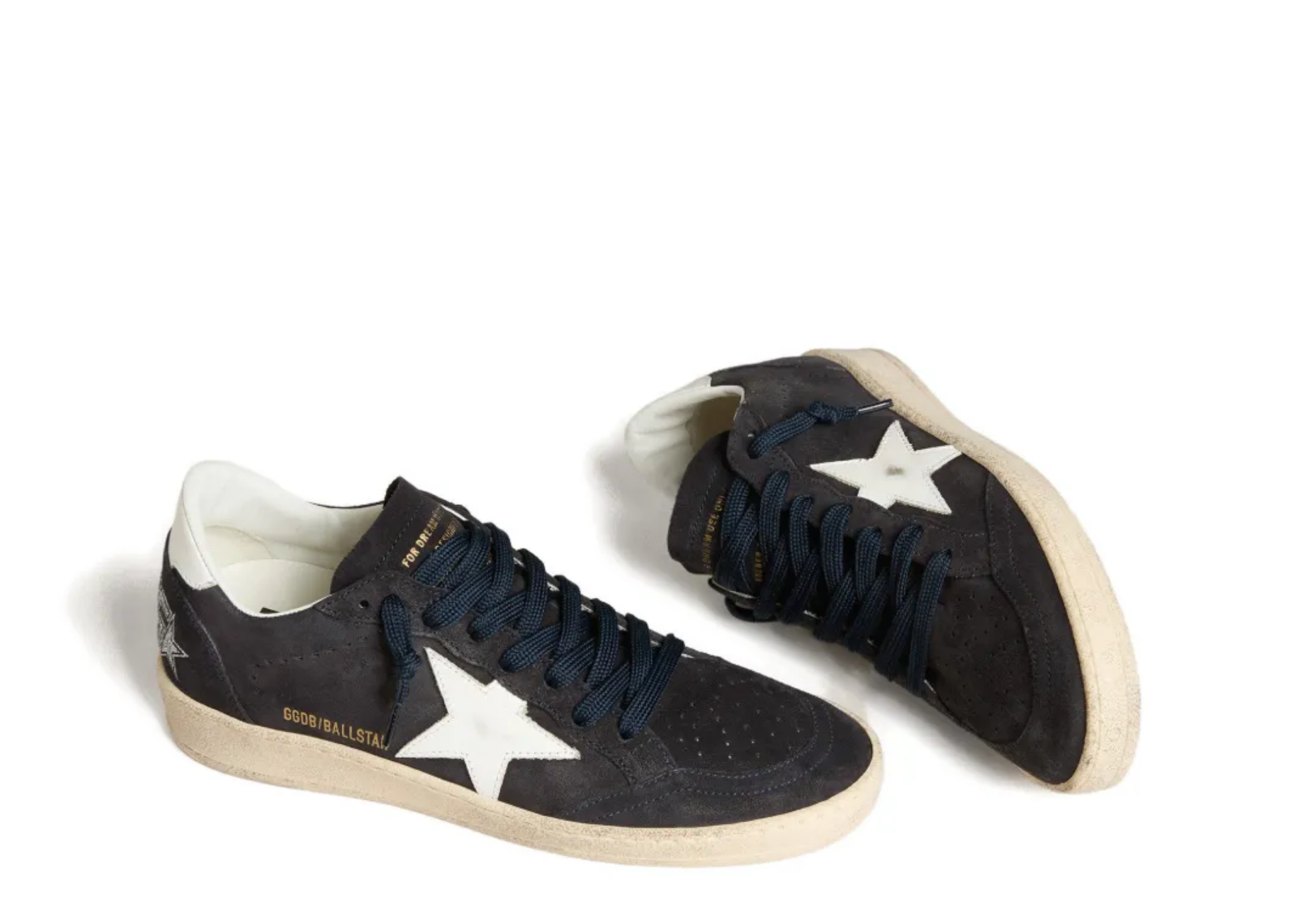 Golden Goose Ball Star Dark Blue Suede White Leather Star Dark Blue Heel Tab (W) 2