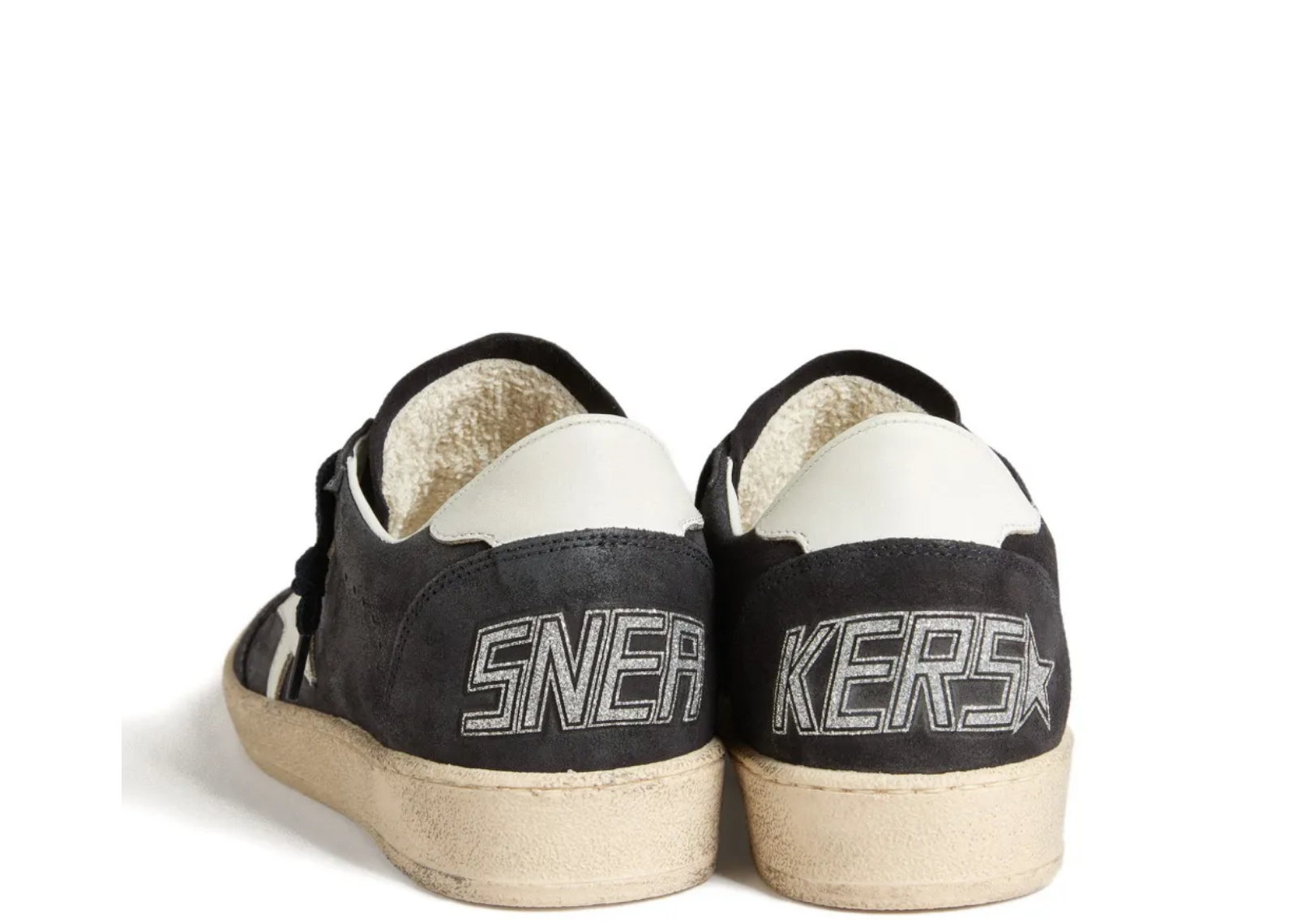Golden Goose Ball Star Dark Blue Suede White Leather Star Dark Blue Heel Tab (W) 3