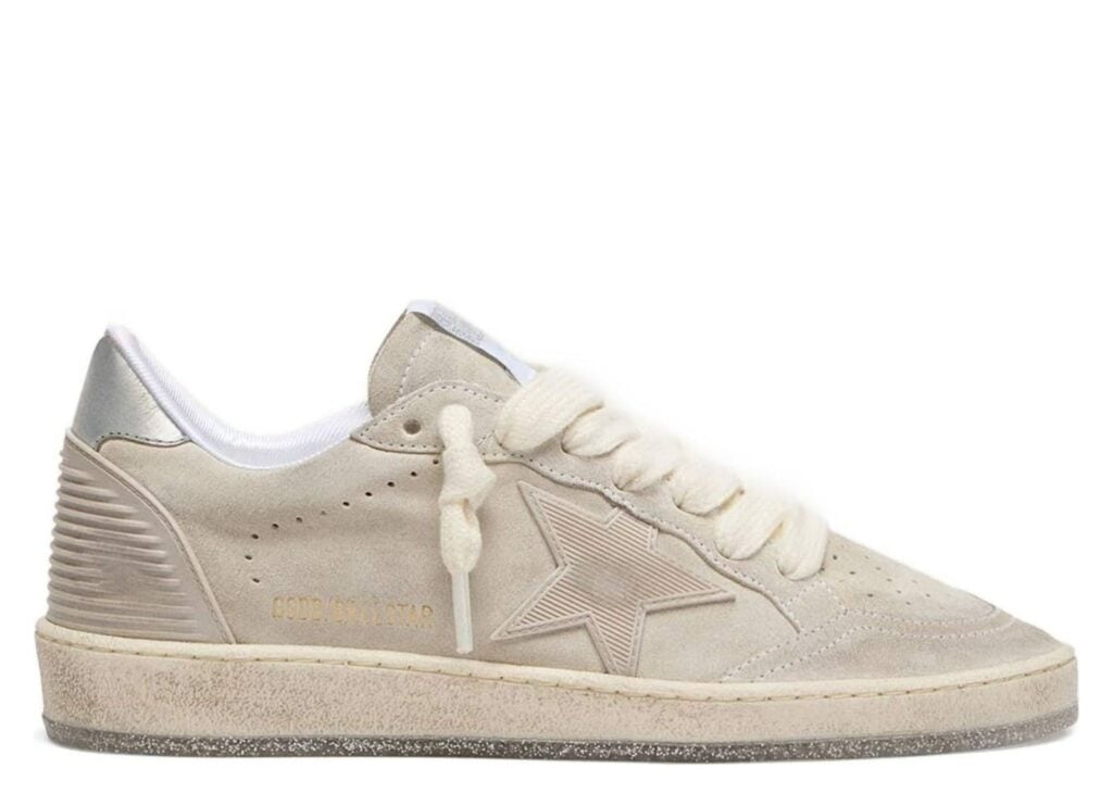 Golden Goose Ball Star Gray Suede Tone-on-Tone Star Silver Heel Tab (W) 6