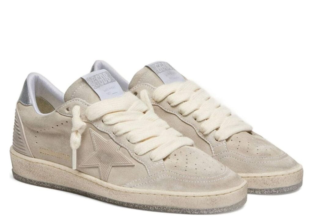 Golden Goose Ball Star Gray Suede Tone-on-Tone Star Silver Heel Tab (W) 7