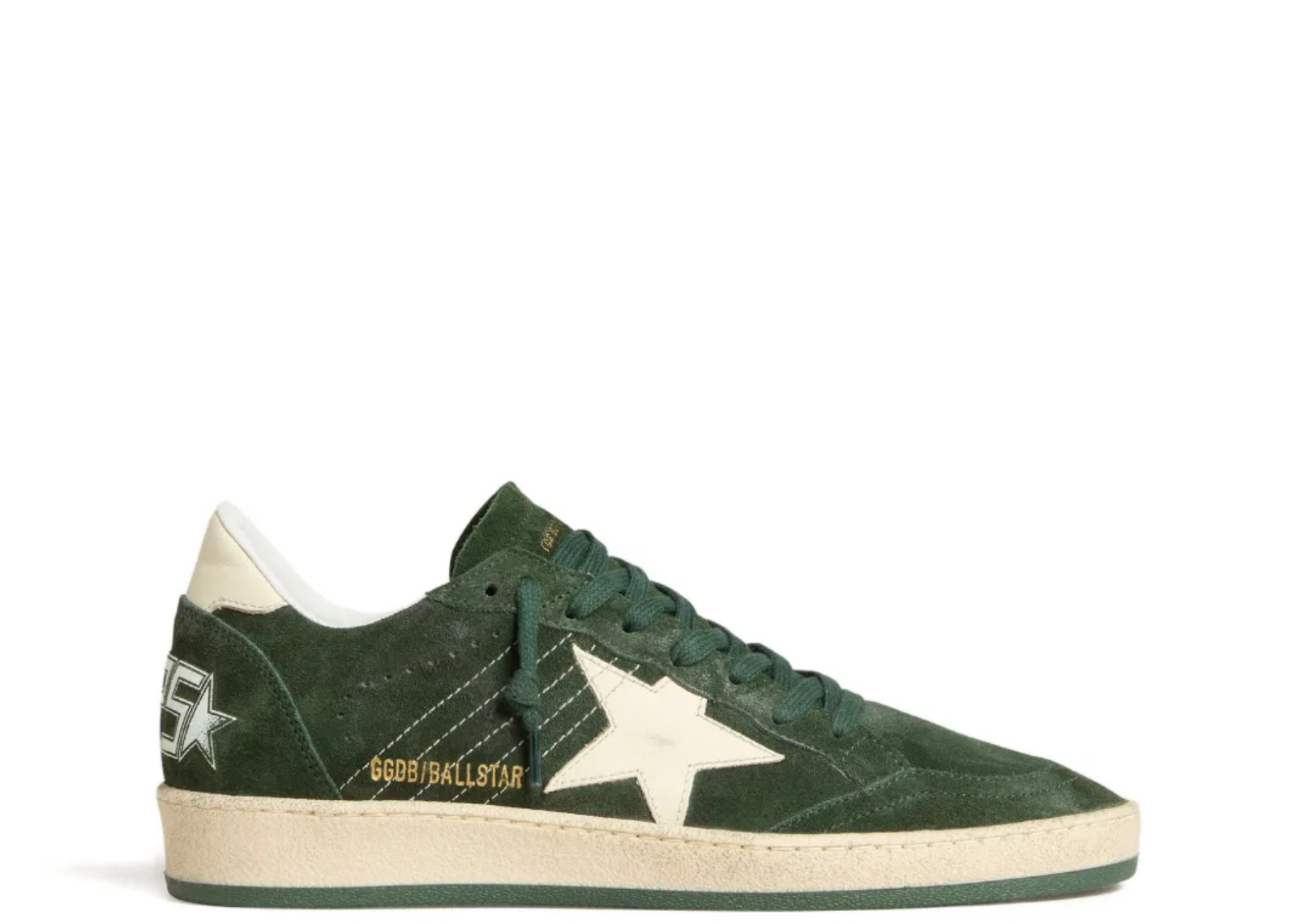 Golden Goose Ball Star Green Suede White Leather Star Green Heel Tab (W)