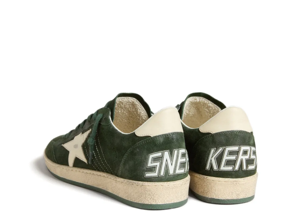 Golden Goose Ball Star Green Suede White Leather Star Green Heel Tab (W) 2
