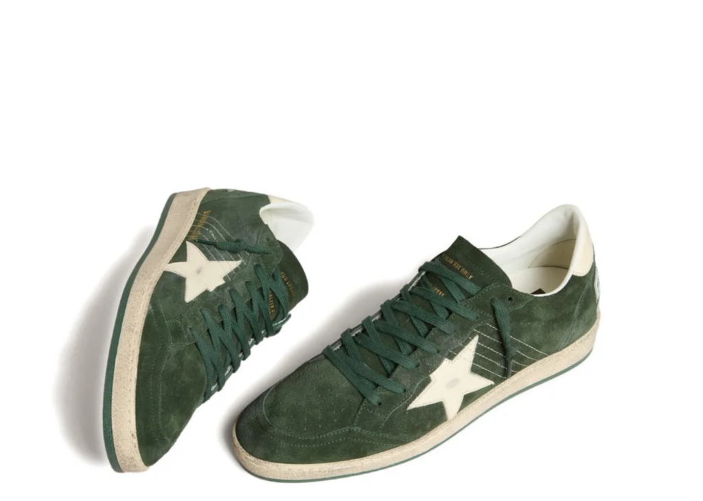 Golden Goose Ball Star Green Suede White Leather Star Green Heel Tab (W) 6