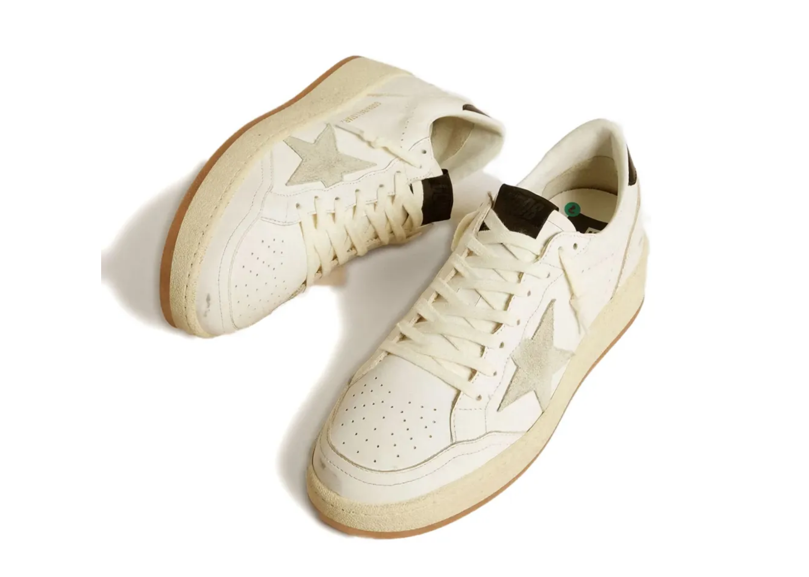 Golden Goose Ball Star Ice Gray Suede Star Glossy Black Heel Tab (W) 2