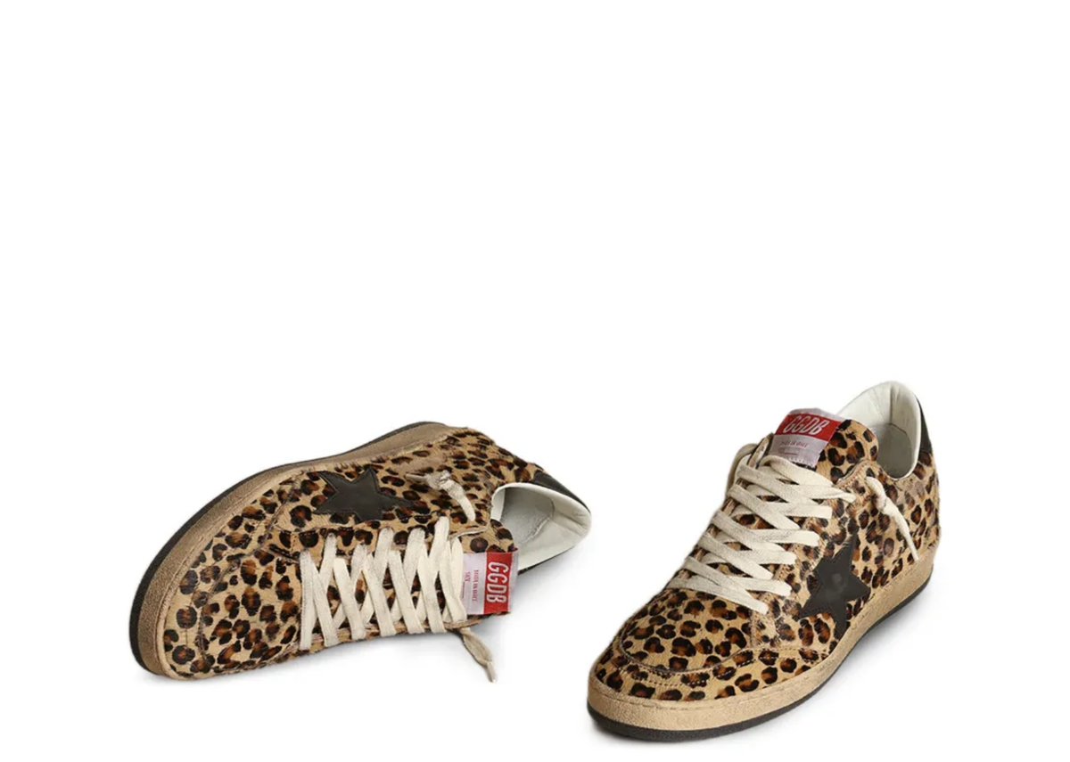 Golden Goose Ball Star Leopard Pony Black Leather Star Black Heel Tab (W) 2