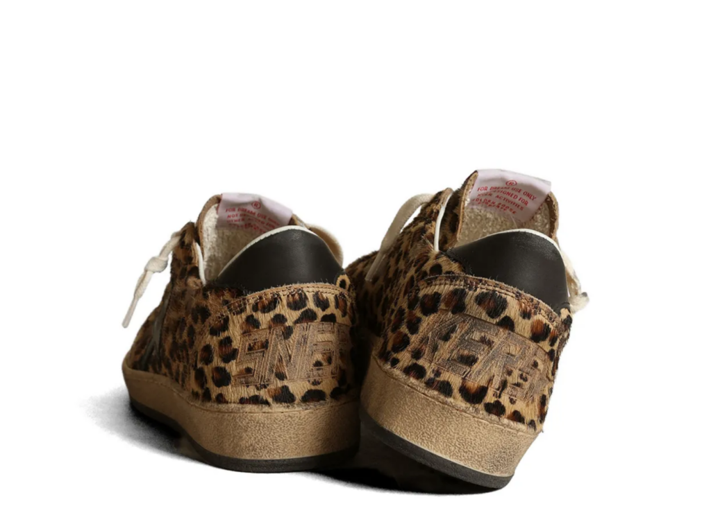 Golden Goose Ball Star Leopard Pony Black Leather Star Black Heel Tab (W) 6