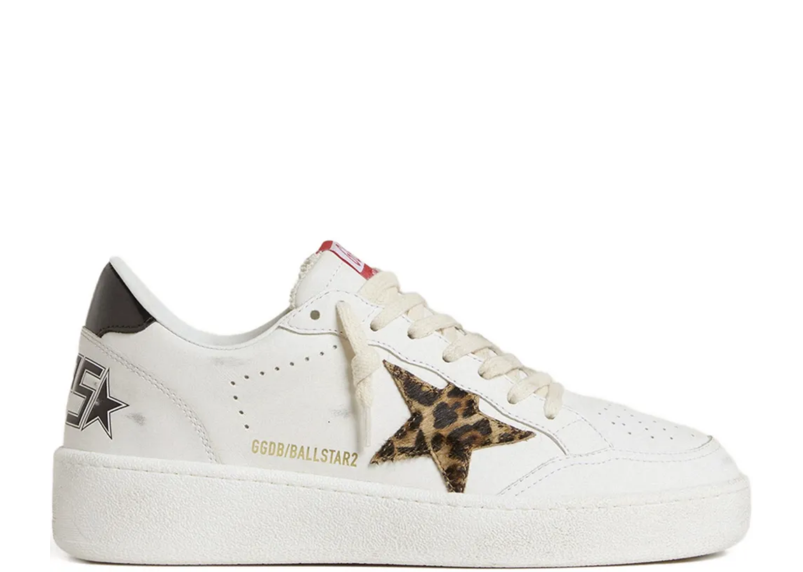 Golden Goose Ball Star Leopard Pony Star Black Laminated Heel Tab (W)