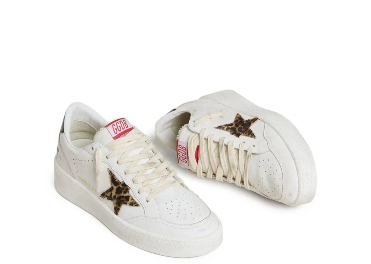 Golden Goose Ball Star Leopard Pony Star Black Laminated Heel Tab (W) 2