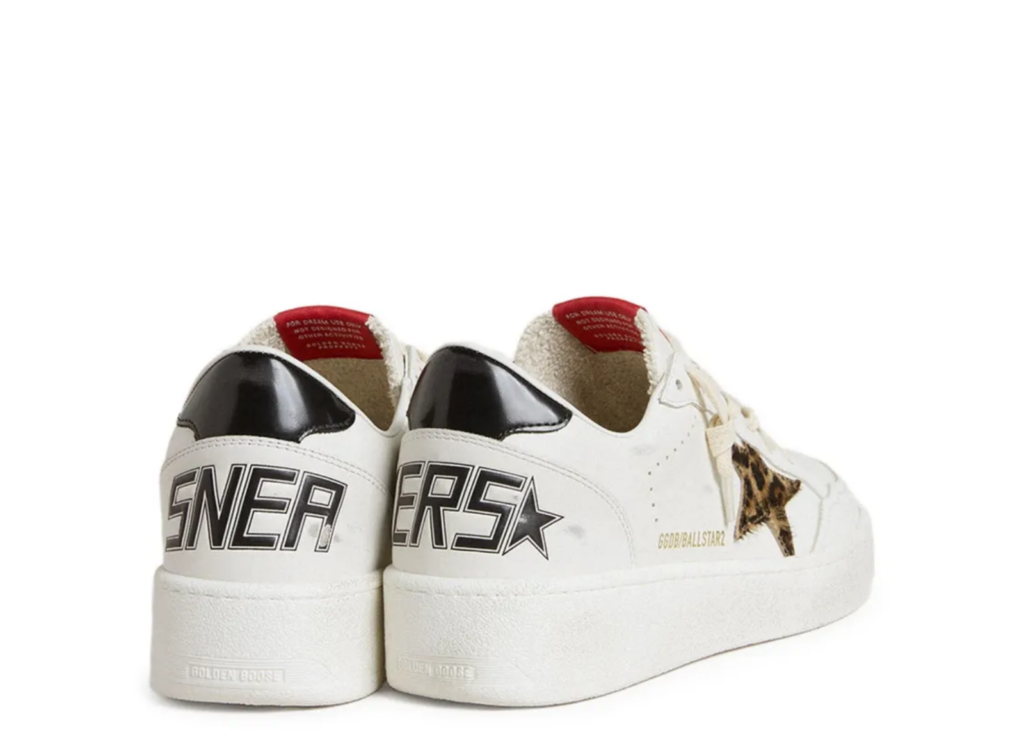 Golden Goose Ball Star Leopard Pony Star Black Laminated Heel Tab (W) 6