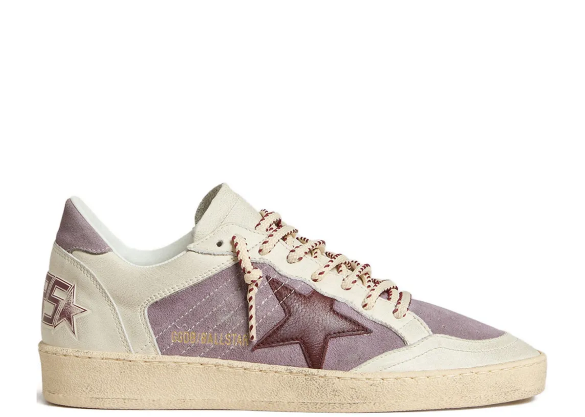 Golden Goose Ball Star Lilac Suede Burgundy Leather Star Lilac Heel Tab (W)