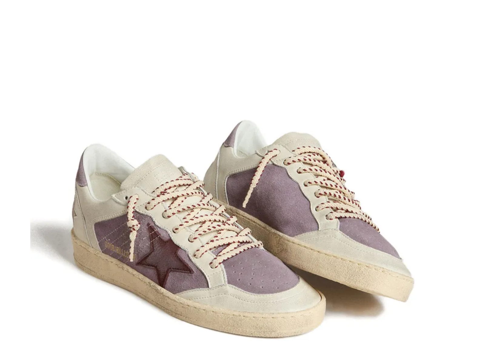 Golden Goose Ball Star Lilac Suede Burgundy Leather Star Lilac Heel Tab (W) 2
