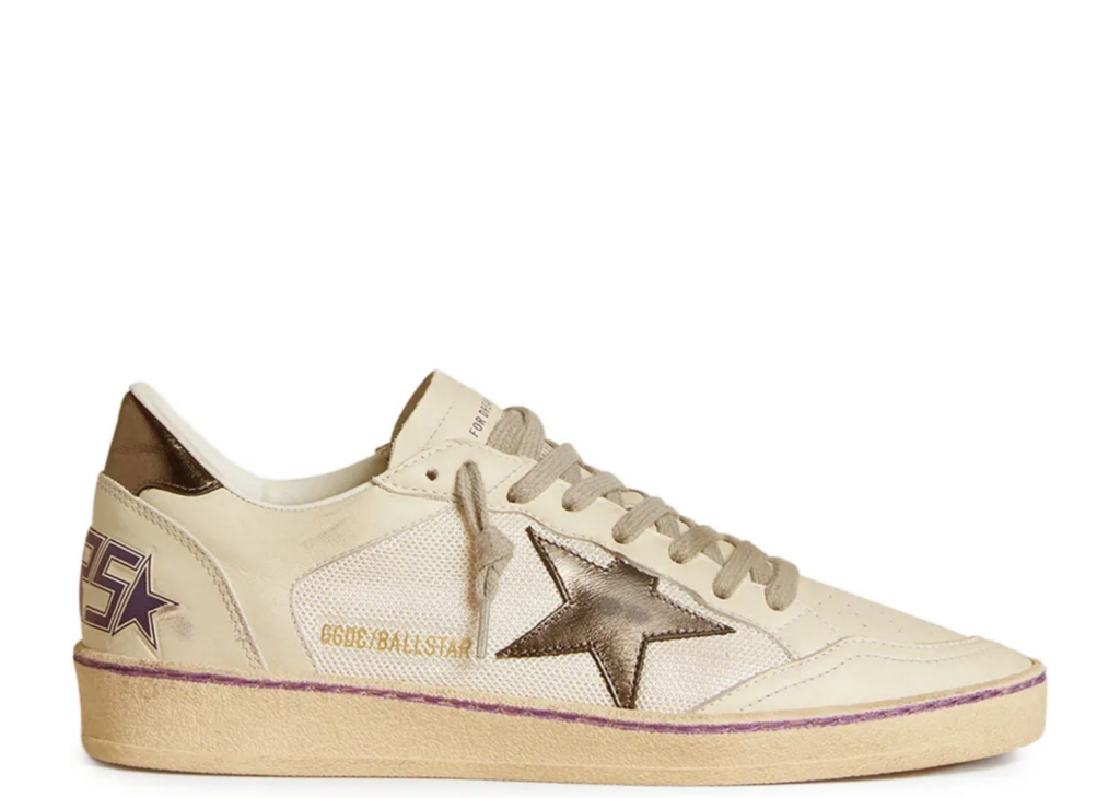 Golden Goose Ball Star Mesh Metallic Leather Star Metallic Heel Tab (W) 4