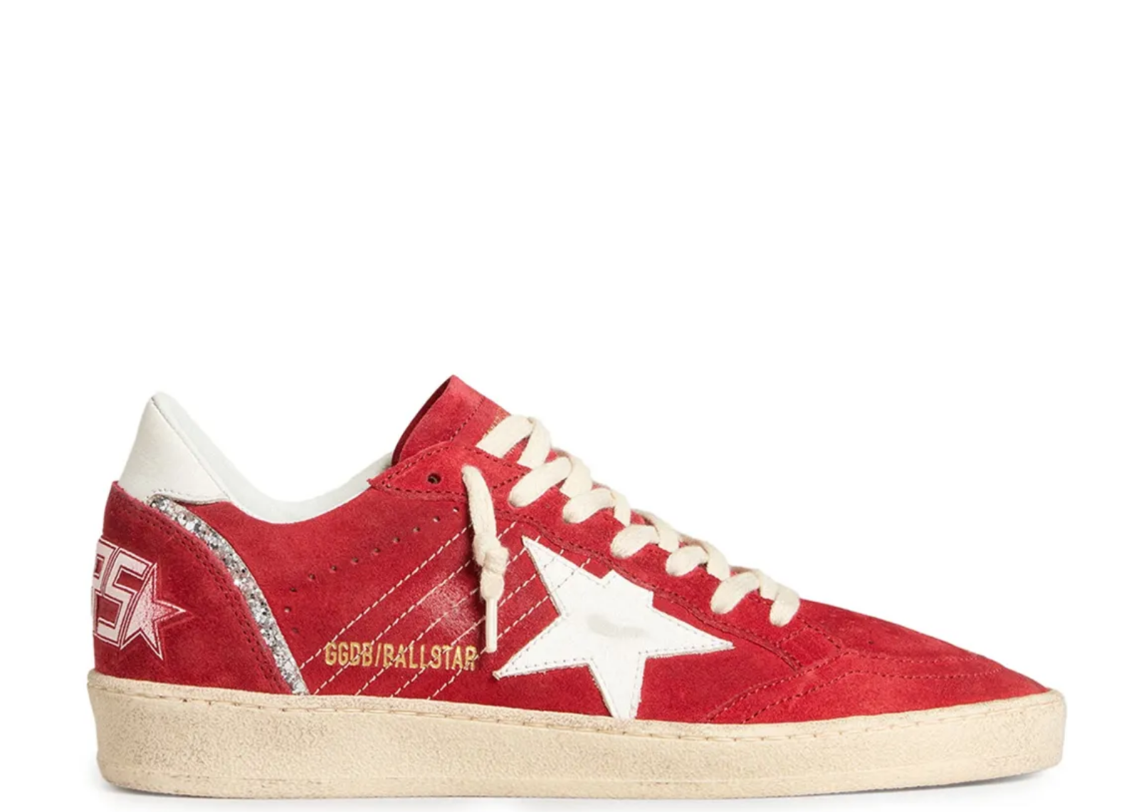 Golden Goose Ball Star Red Suede White Leather Star Red Heel Tab (W)