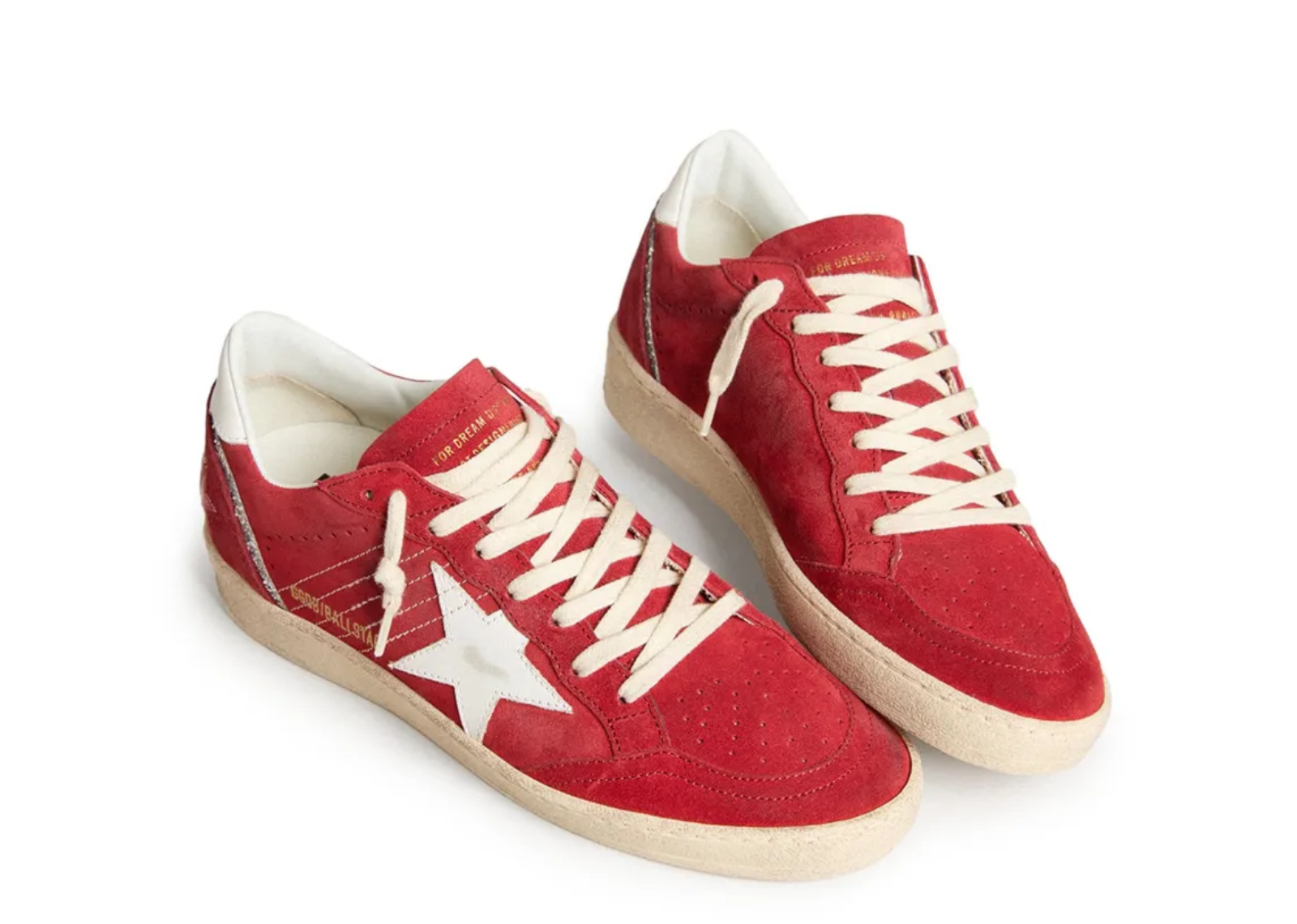 Golden Goose Ball Star Red Suede White Leather Star Red Heel Tab (W) 2