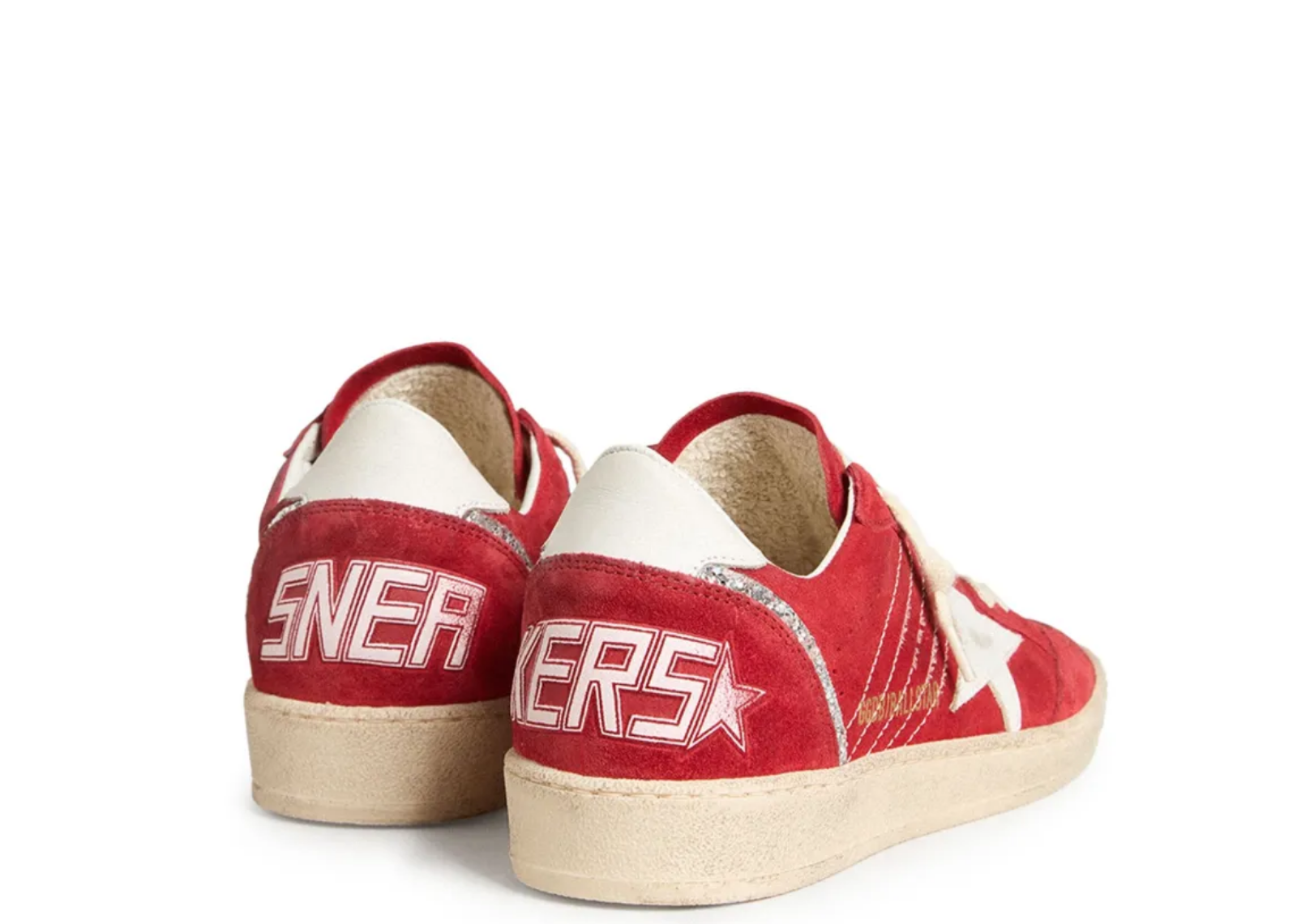 Golden Goose Ball Star Red Suede White Leather Star Red Heel Tab (W) 3