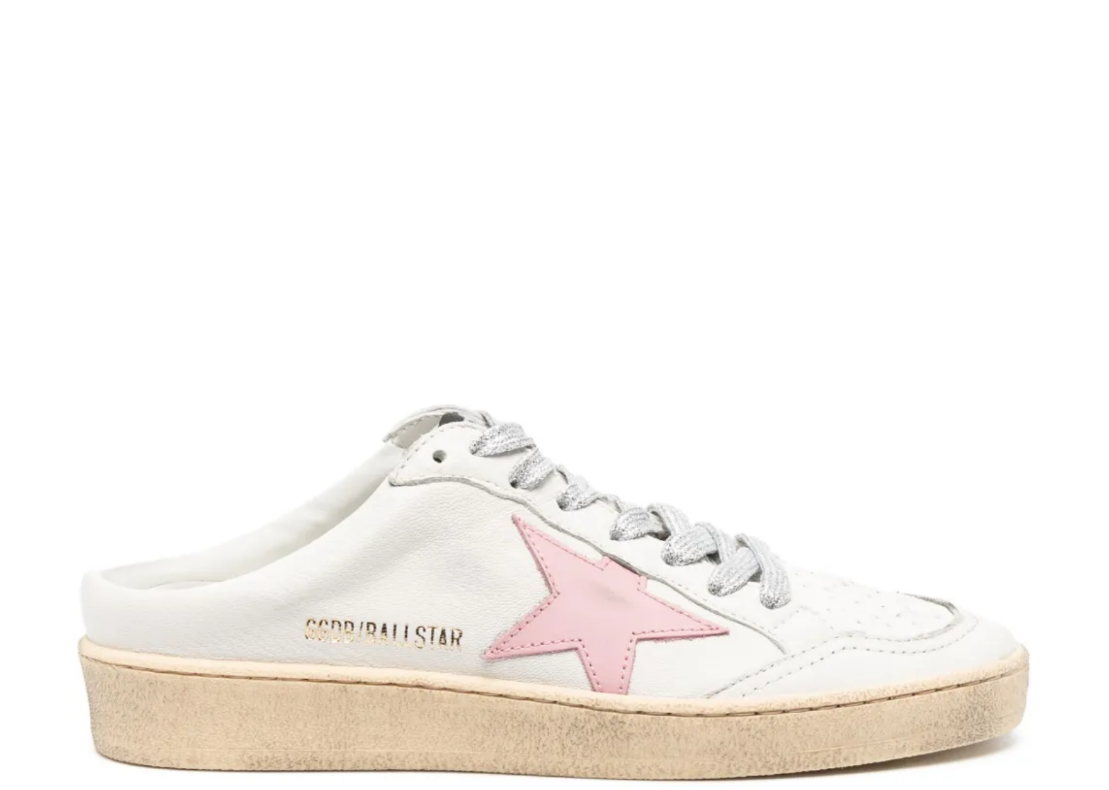 Golden Goose Ball Star Sabot White Nappa Old Rose Leather Star (W)