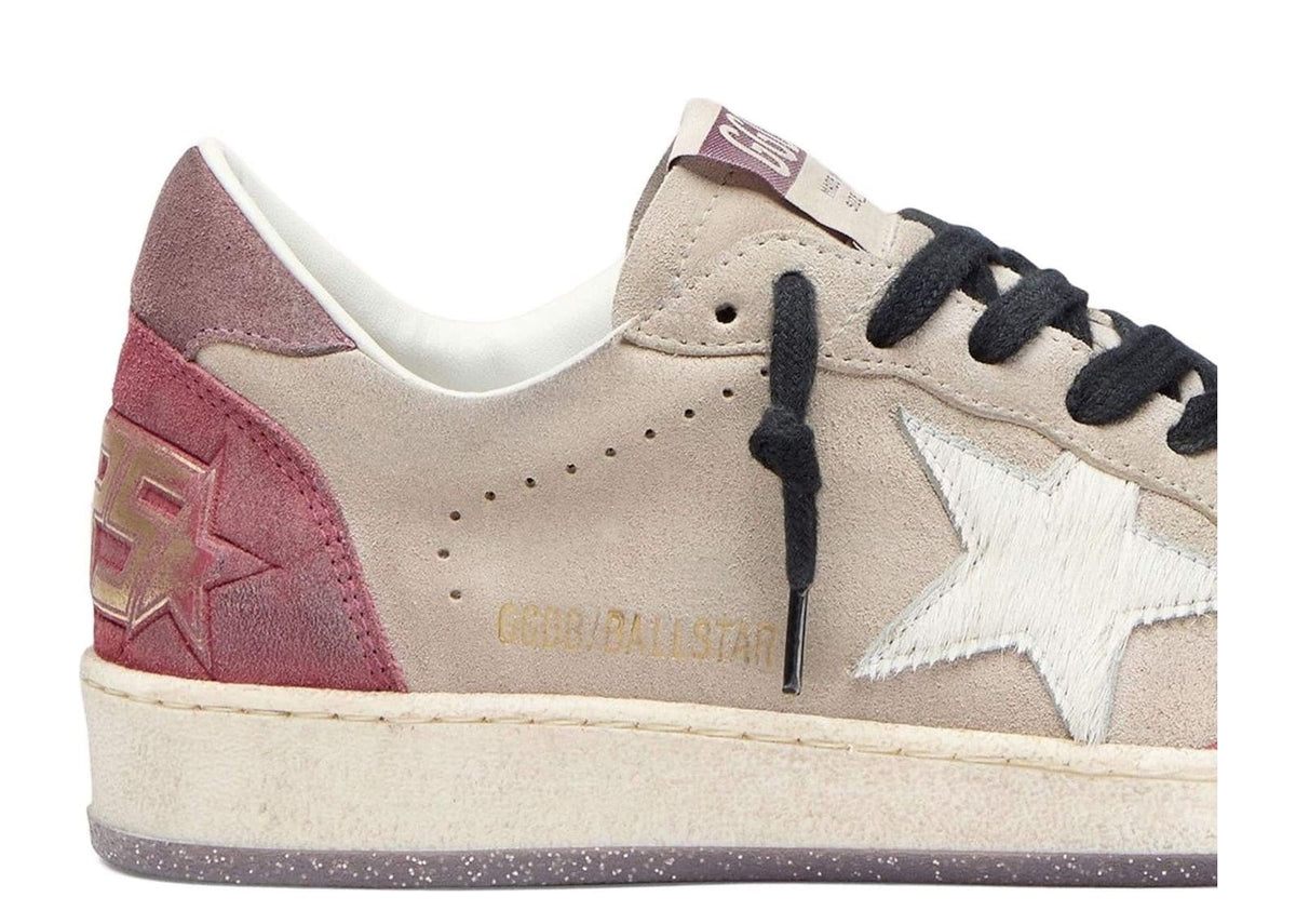 Golden Goose Ball Star Taupe Suede Cream Star Pink Heel Tab (W) 4