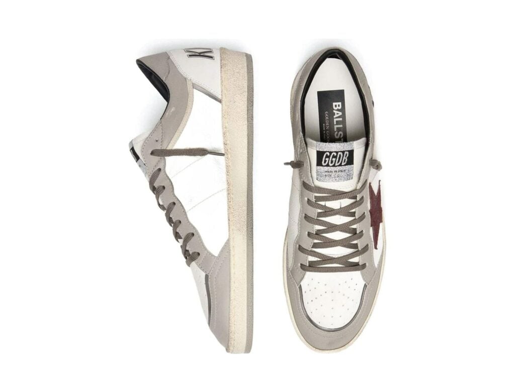 Golden Goose Ball Star White Leather Dove Gray Suede Bordeaux Star 8