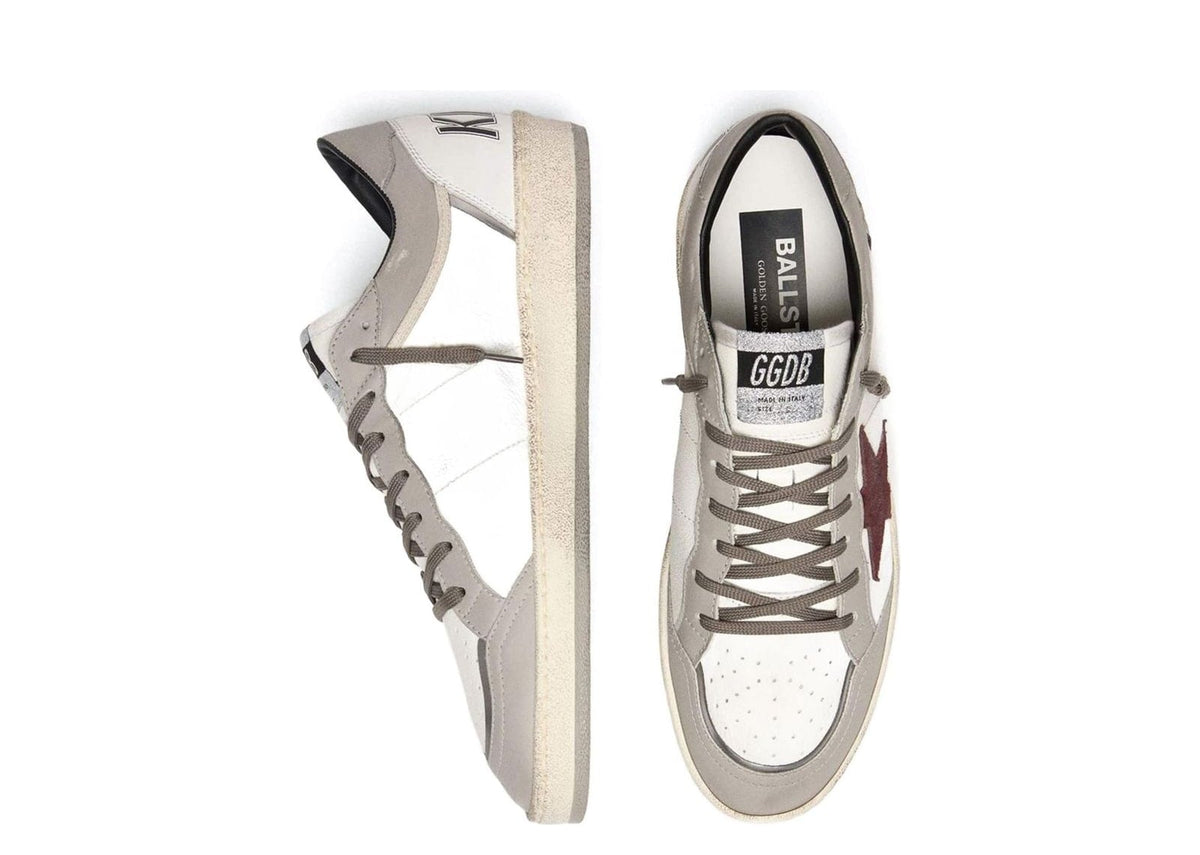 Golden Goose Ball Star White Leather Dove Gray Suede Bordeaux Star 3