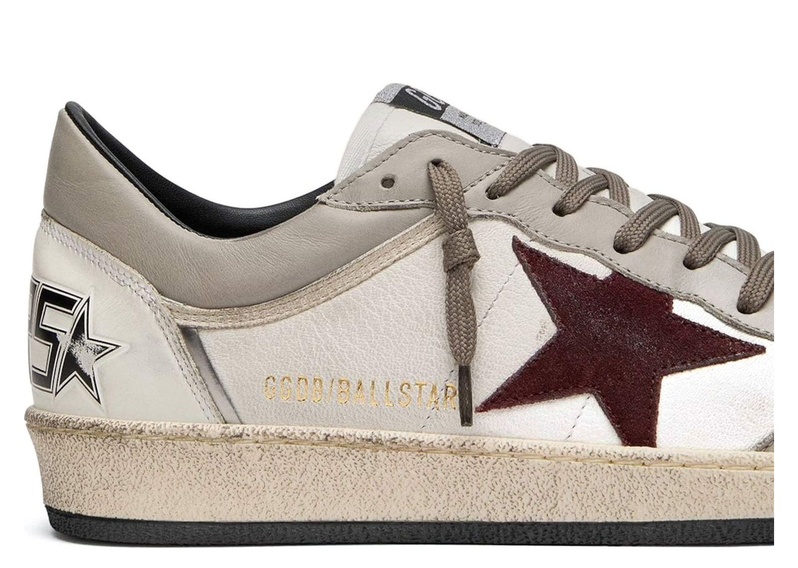 Golden Goose Ball Star White Leather Dove Gray Suede Bordeaux Star 4