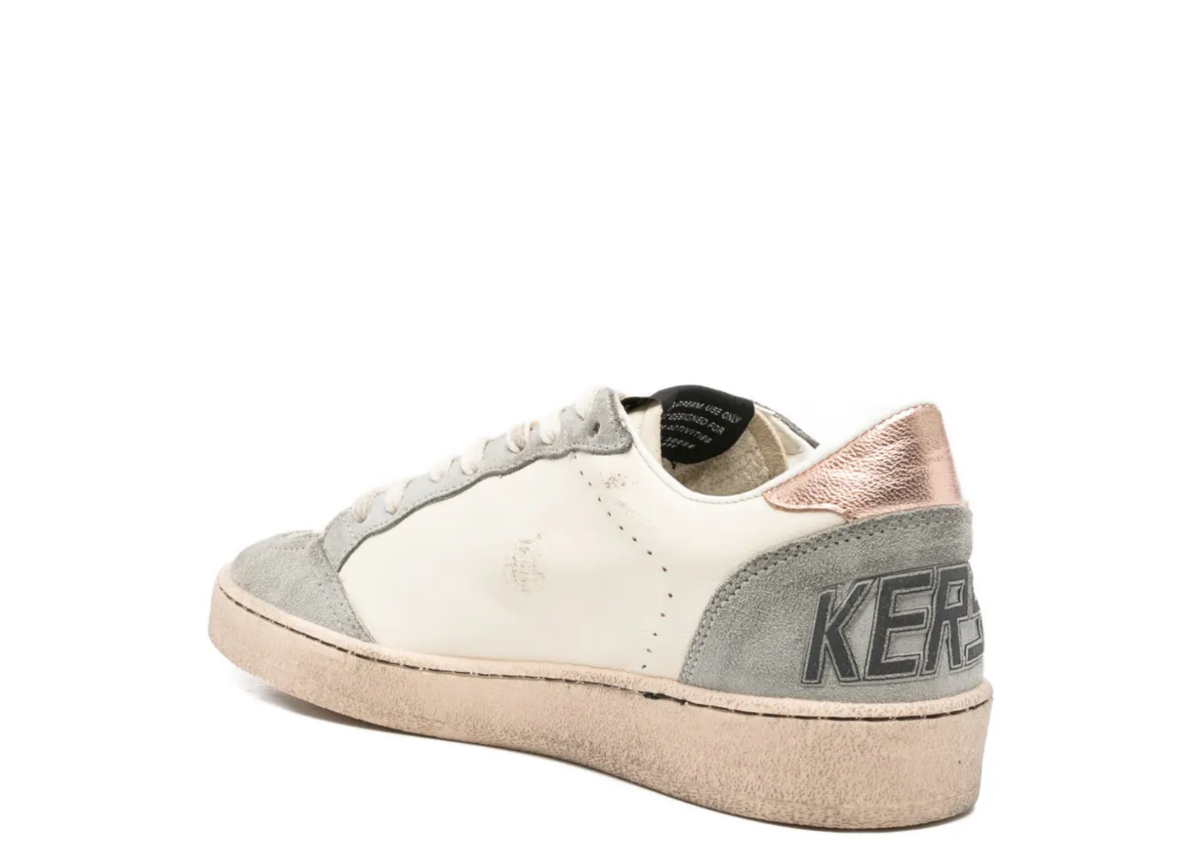 Golden Goose Ball Star White Nappa Glitter Star Metallic Silver Heel Tab (W) 3
