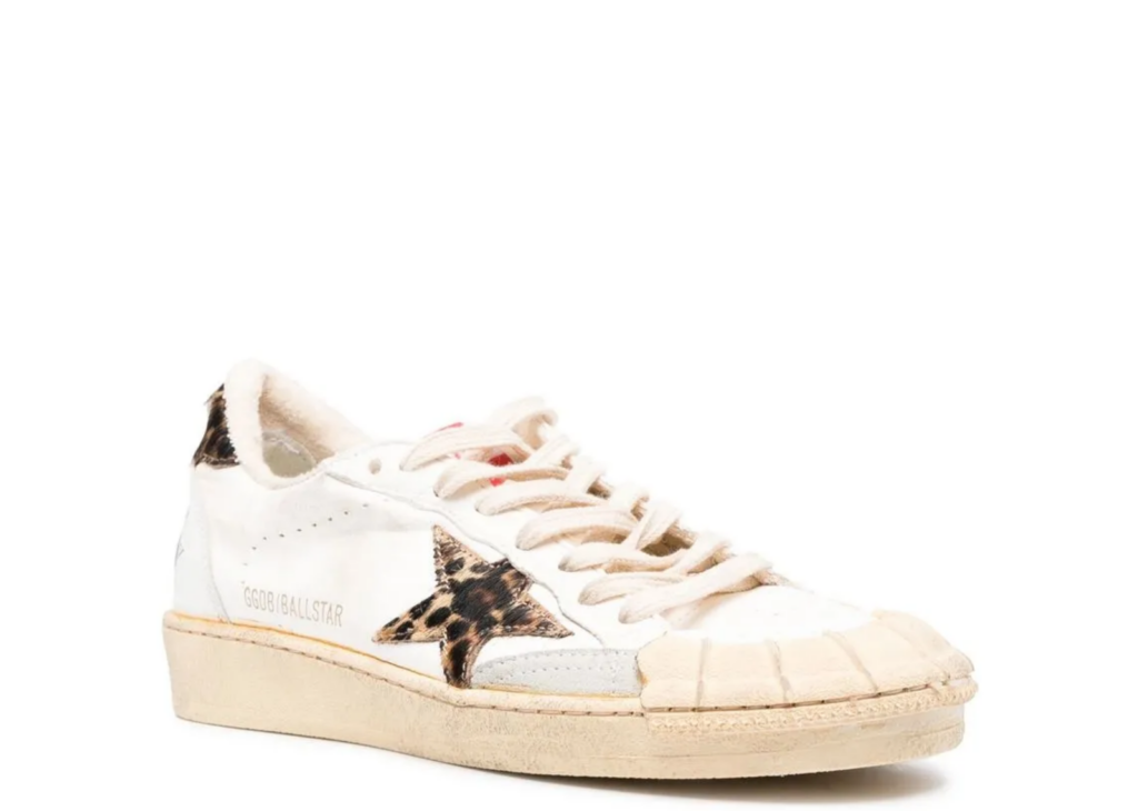 Golden Goose Ball Star White Nappa Leopard Pony Star Leopard Heel Tab (W) 5