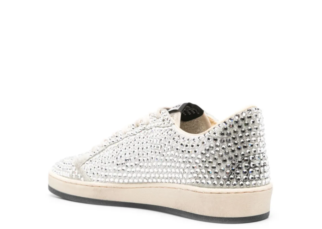 Golden Goose Ball Star White Swarovski Gray Suede Star (W) 6