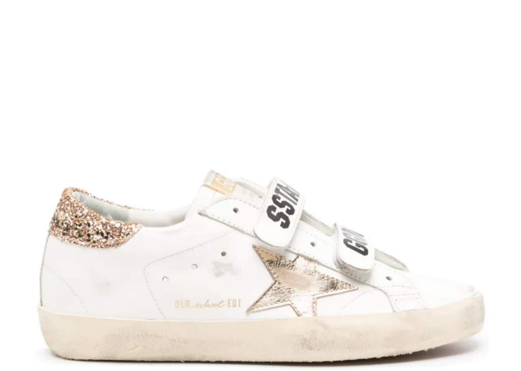 Golden Goose Old School Gold Laminated Star Gold Glitter Heel Tab (W) 4
