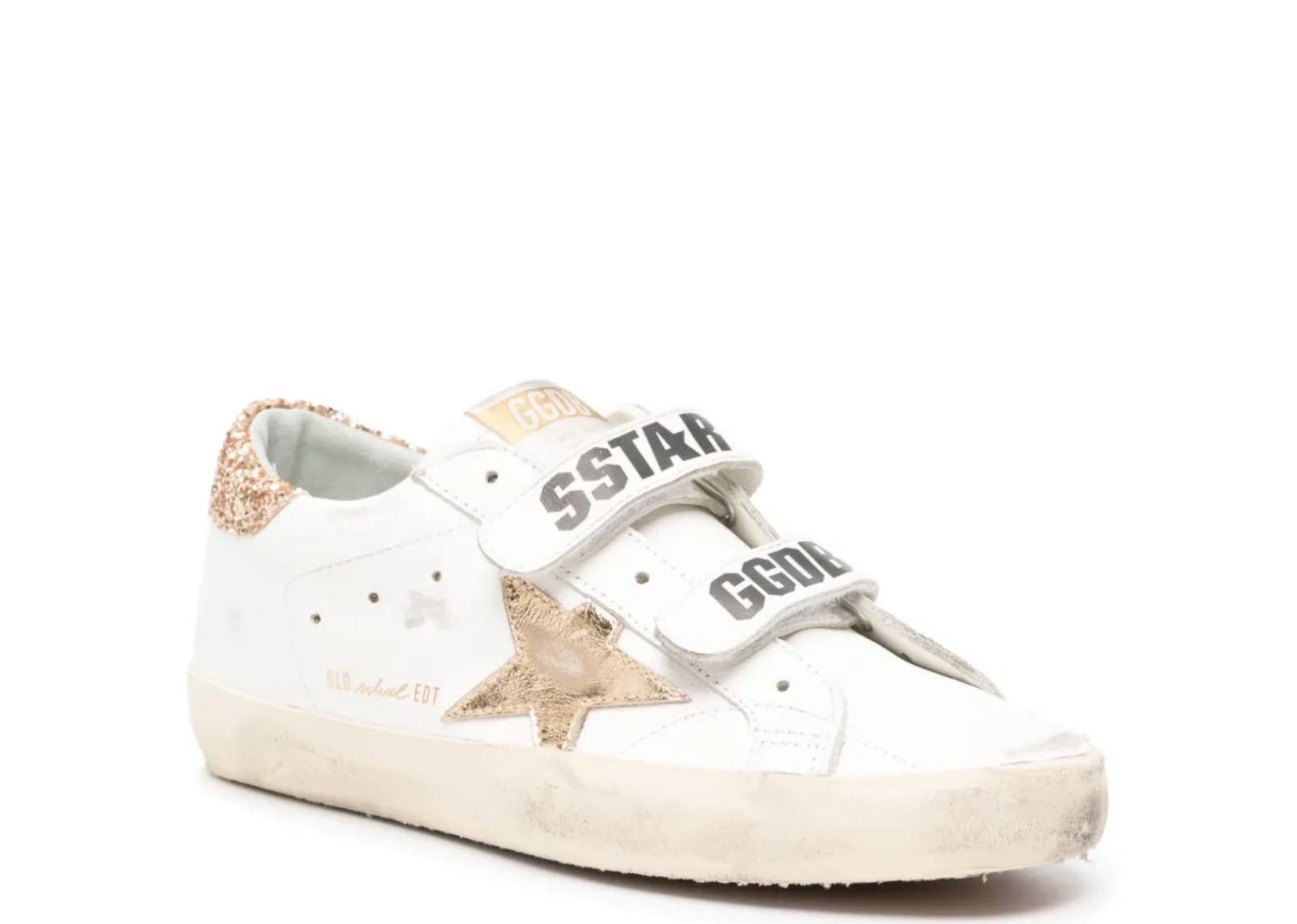 Golden Goose Old School Gold Laminated Star Gold Glitter Heel Tab (W) 2