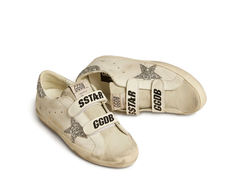 Golden Goose Old School Silver Glitter Star Ice Gray (W) 5