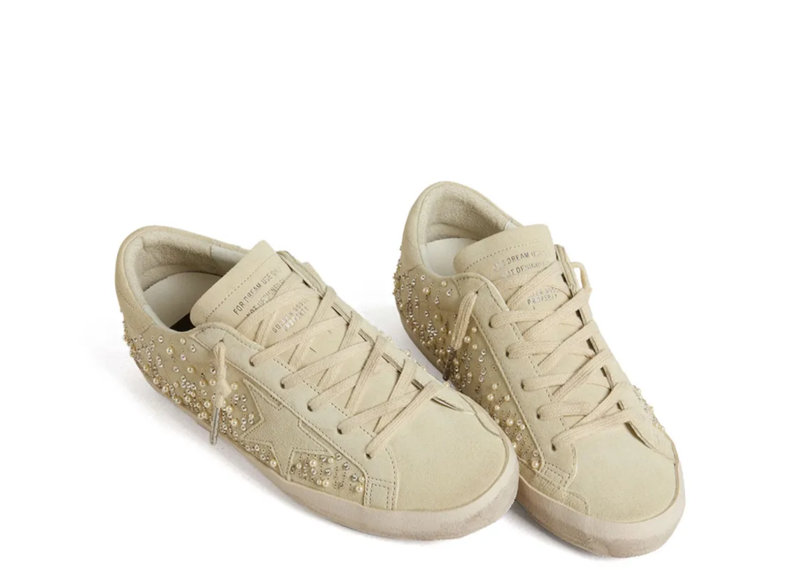Golden Goose Super-Star Beige Suede Pearls Swarovski Crystals (W) 2
