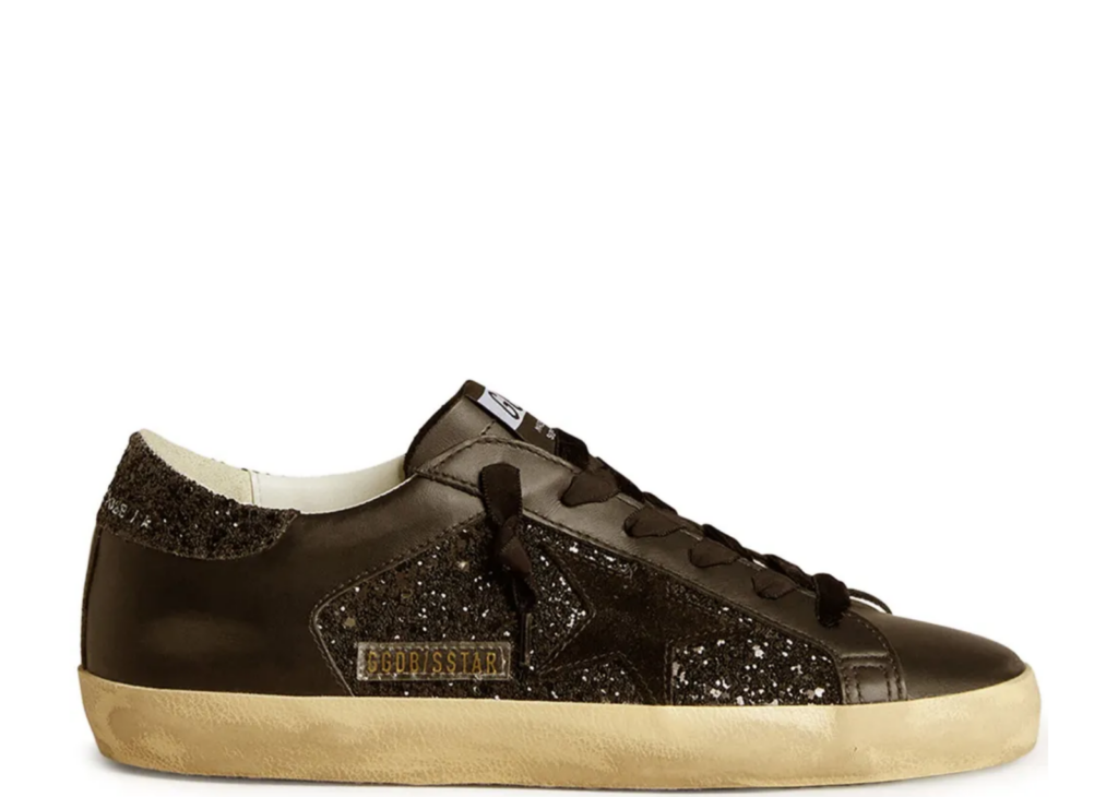 Golden Goose Super-Star Black Glitter Black Suede Star (W) 4