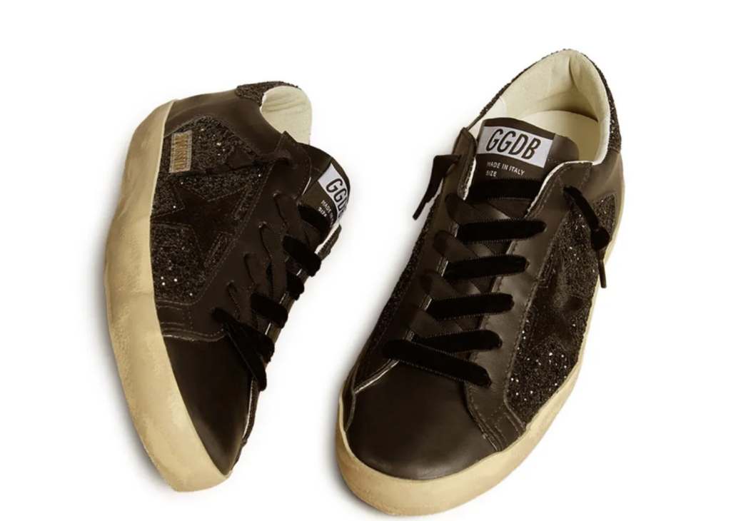 Golden Goose Super-Star Black Glitter Black Suede Star (W) 5