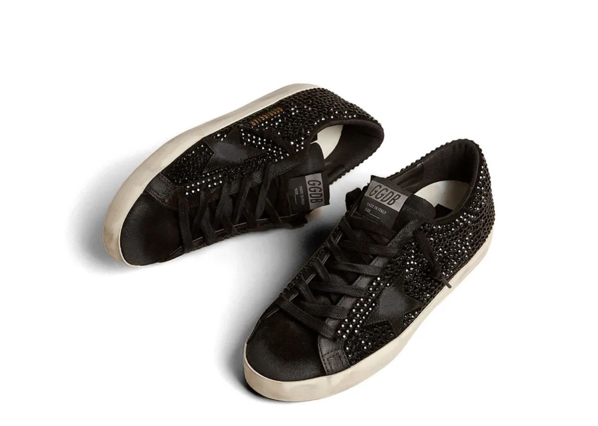 Golden Goose Super-Star Black Suede Black Suede Star Swarovski Crystals (W) 2
