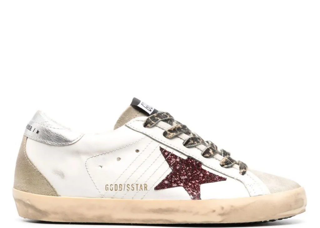 Golden Goose Super-Star Burgundy Glitter Silver Heel Tab (W) 4