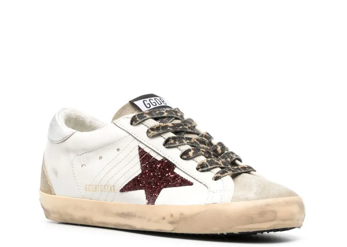 Golden Goose Super-Star Burgundy Glitter Silver Heel Tab (W) 2