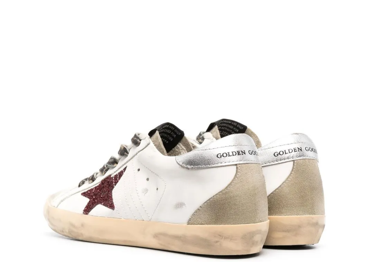 Golden Goose Super-Star Burgundy Glitter Silver Heel Tab (W) 3