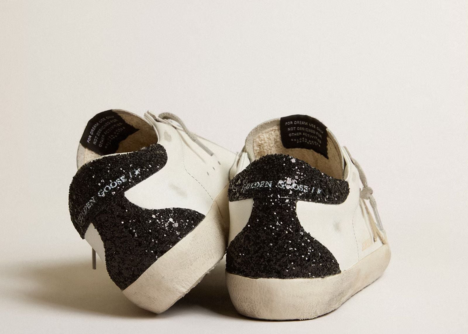 Golden Goose Super-Star Gold Star Black Glitter Heel (W) 5