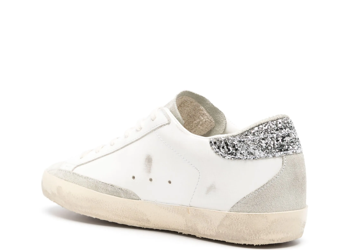 Golden Goose Super-Star Gray Star Silver Glitter Heel Tab (W) 3