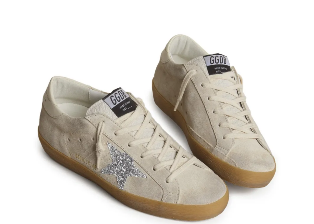 Golden Goose Super-Star Ice Gray Suede Silver Glitter Star (W) 5