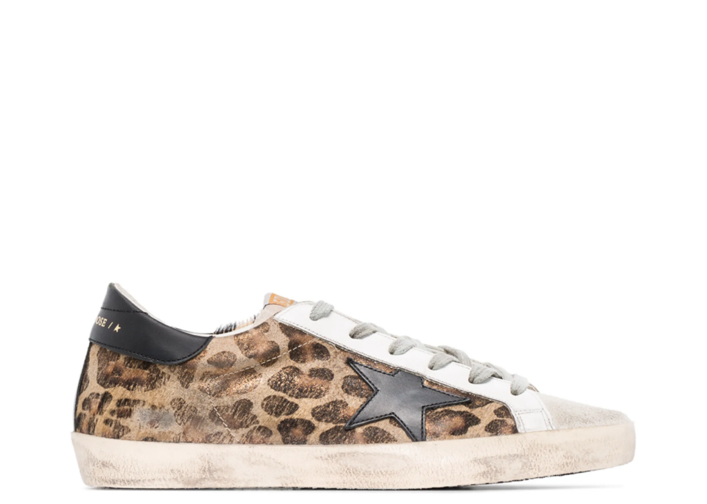 Golden Goose Super-Star Leopard Print Black Heel Tab (W) 4