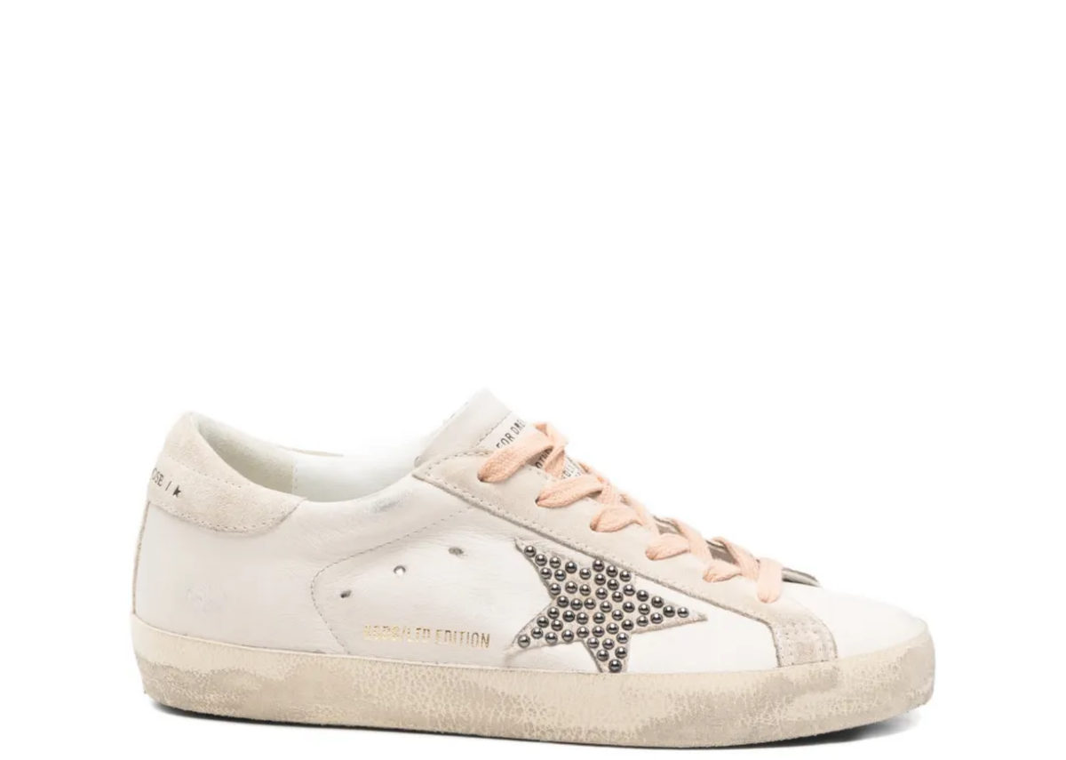 Golden Goose Super-Star LTD Beige Suede Star Swarovski Studs (W)