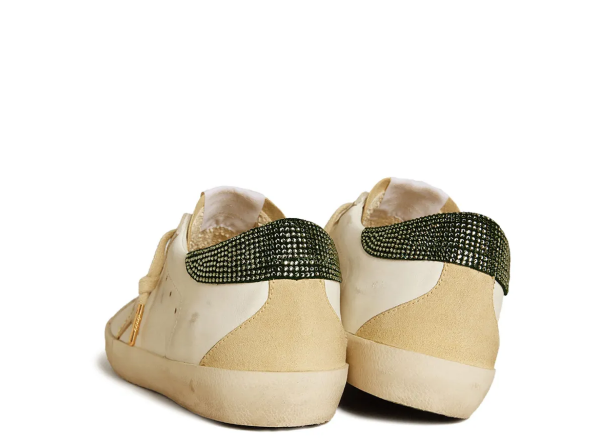 Golden Goose Super-Star LTD Gold Leather Star Green Swarovski Heel Tab (W) 3