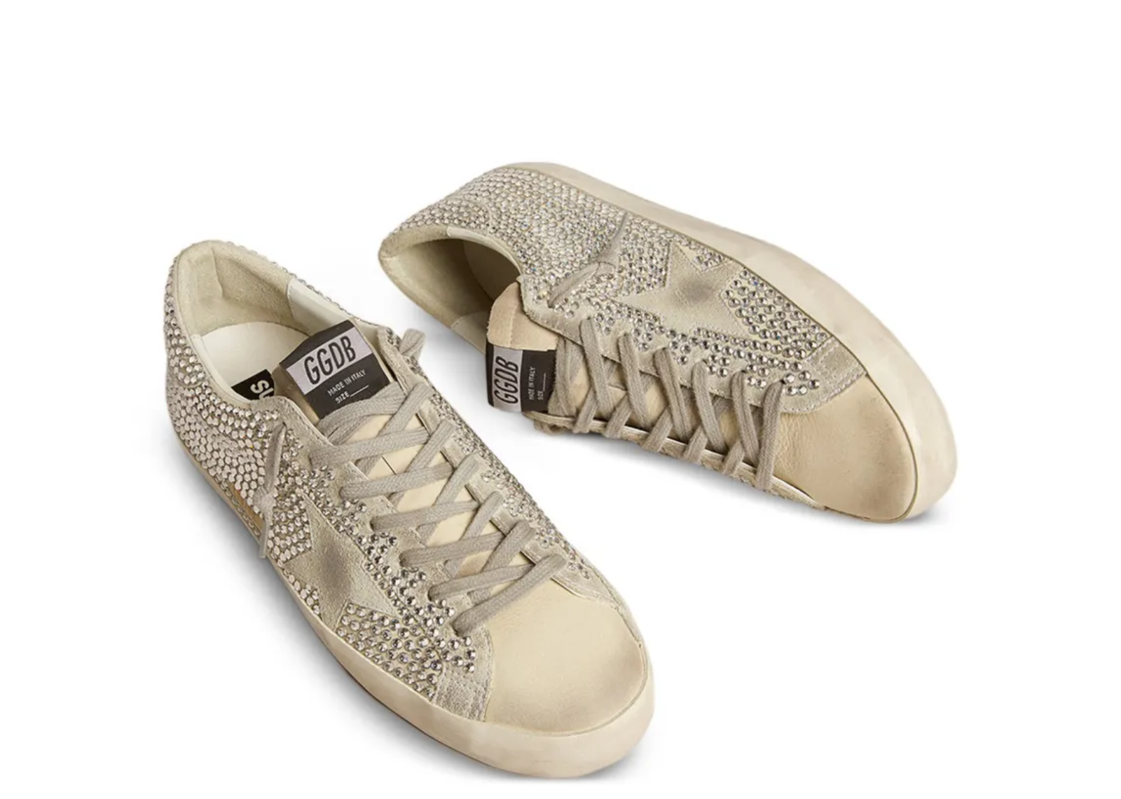 Golden Goose Super-Star Nubuck Ice Gray Suede Star Swarovski Crystals (W) 2