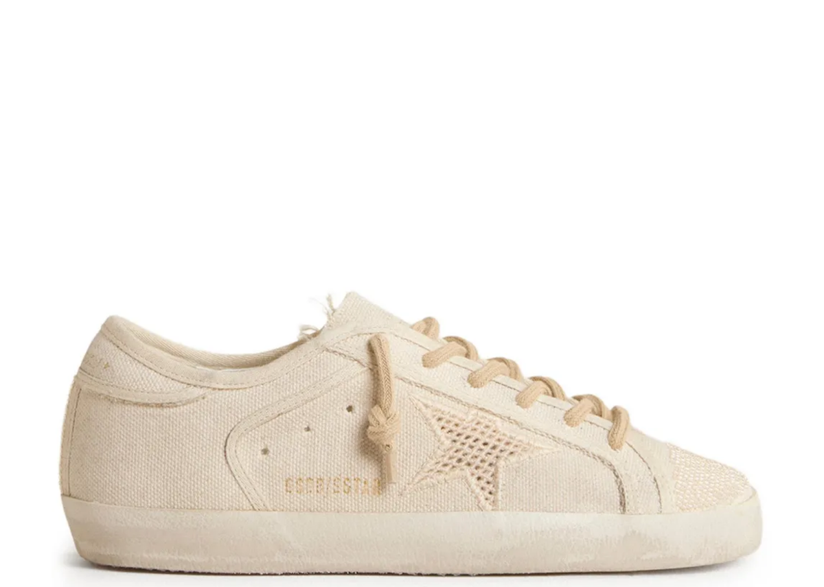 Golden Goose Super-Star Pearl Canvas Mesh Effect Star (W)