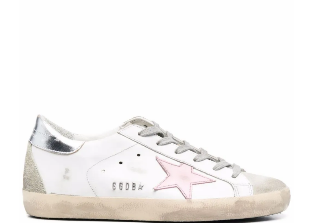 Golden Goose Super-Star Pink Leather Star Silver Heel Tab (W) 4