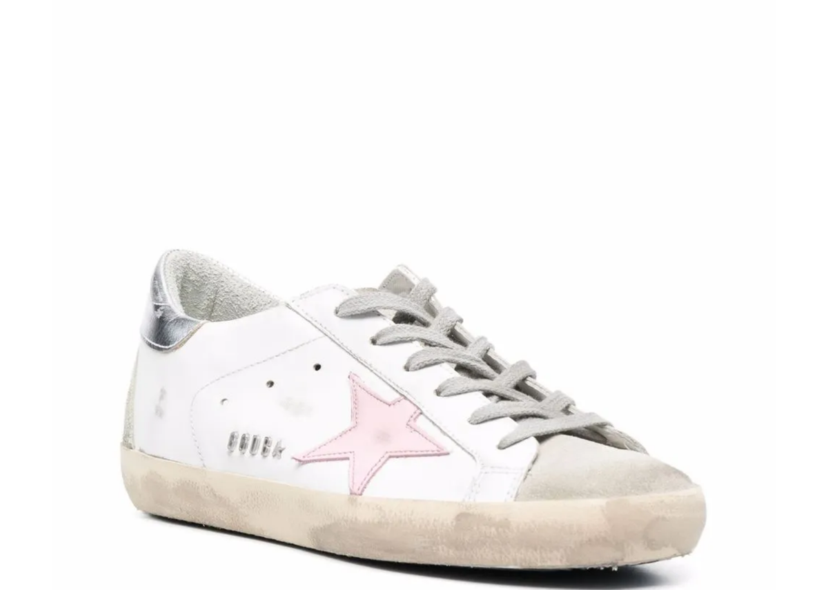 Golden Goose Super-Star Pink Leather Star Silver Heel Tab (W) 2