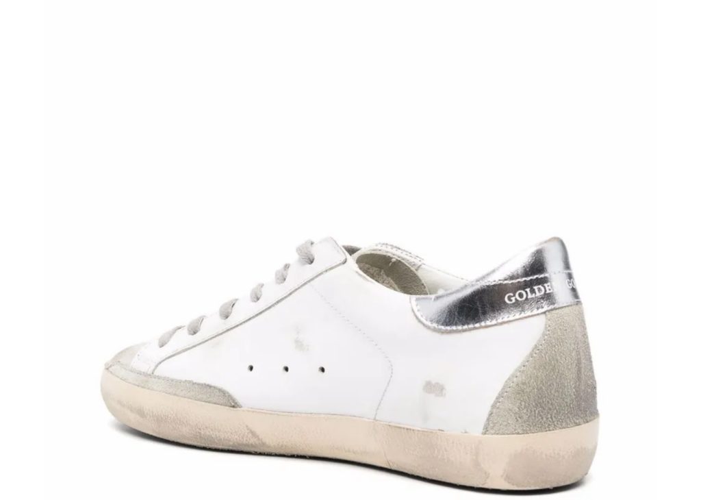 Golden Goose Super-Star Pink Leather Star Silver Heel Tab (W) 6