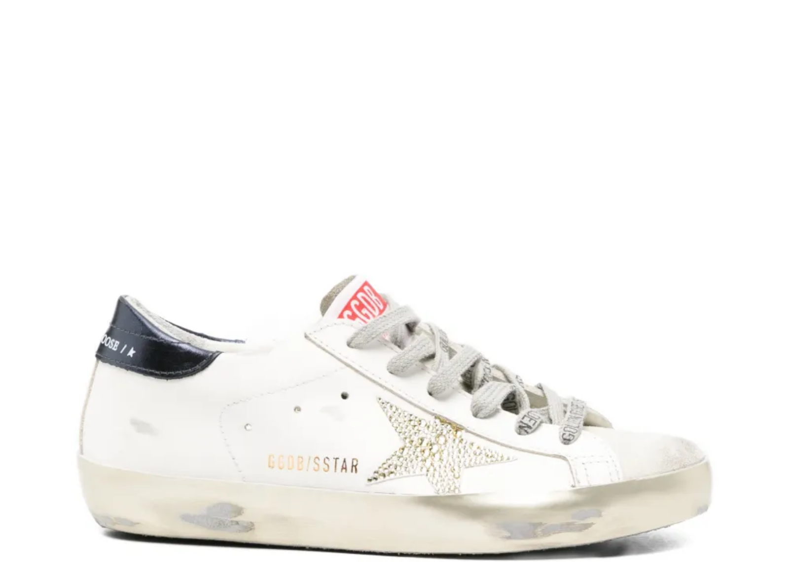 Golden Goose Super-Star Swarovski Crystal Star Blue Heel Tab (W)
